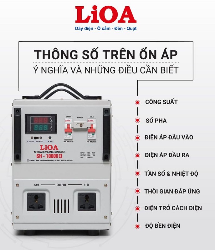 ổn áp lioa 10kva -sh-10000ii -150v-250v